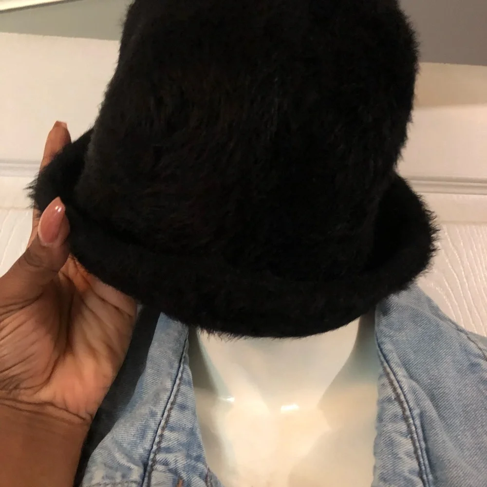 Black Fuzzy Knit Bucket Hat, Fall Hats, Hats - Picture 6 of 6